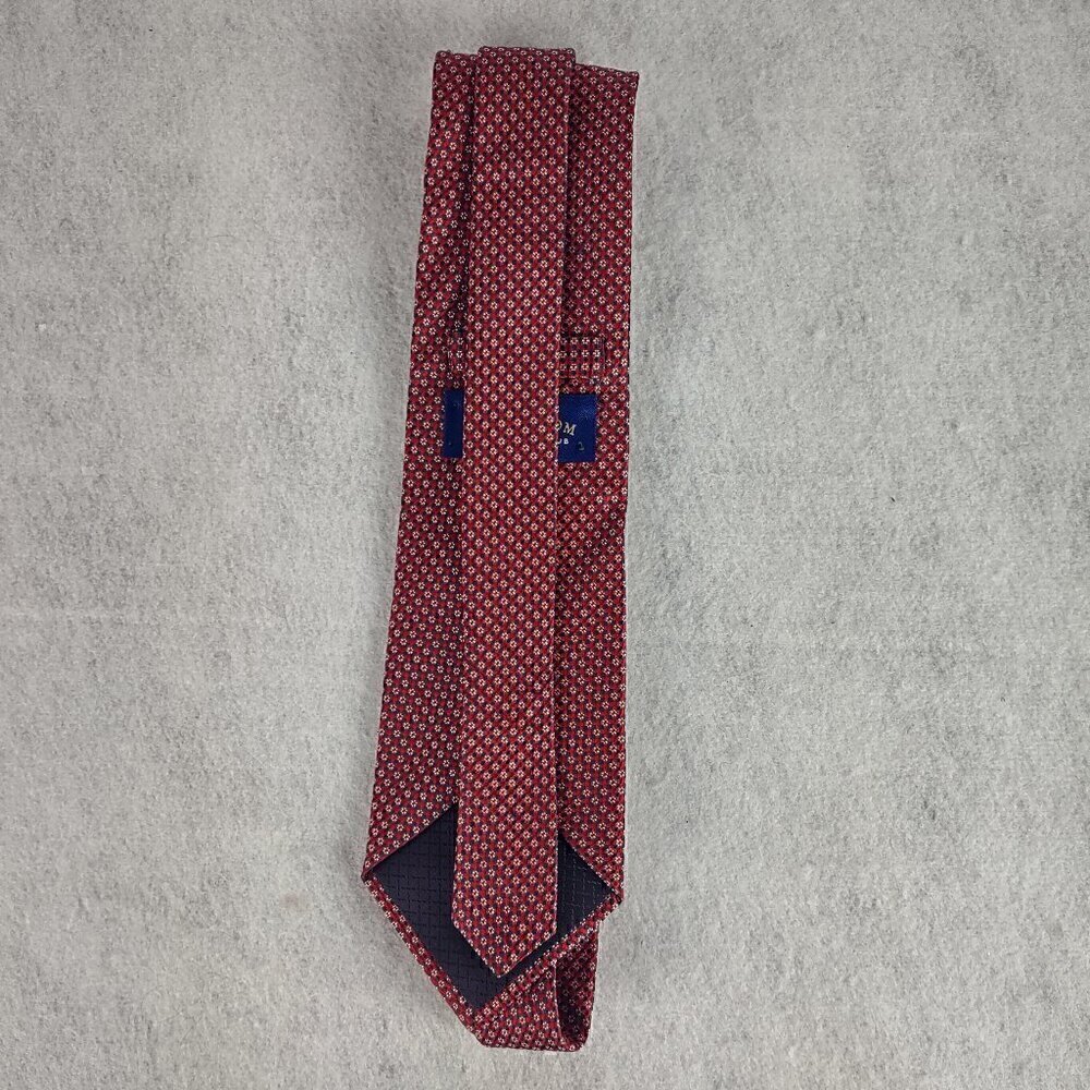 Club Room by Charter Club Burgundy,  White, Blue 100% U.S.A Made Silk Necktie - Picture 3 of 8
